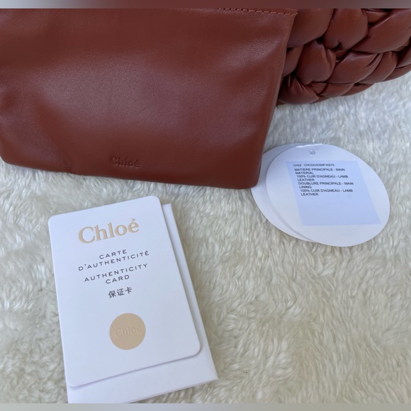 New Chloe Small Wooden C Crochet Sepia Brown Leather Hobo Bag - Picture 3 of 14